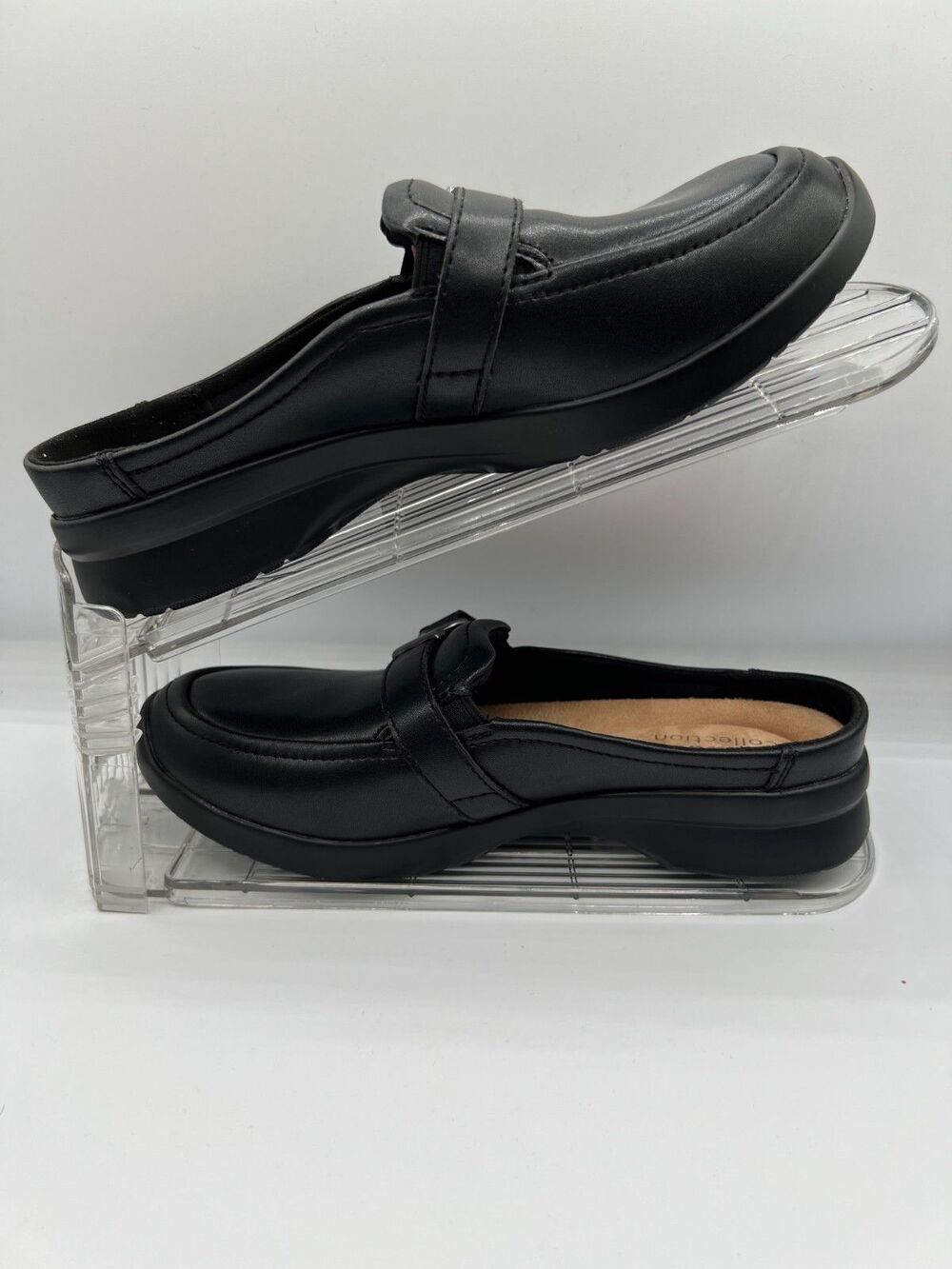 Clarks Collection Ellowyn Amelia Black Leather Mule Clogs US 6M
